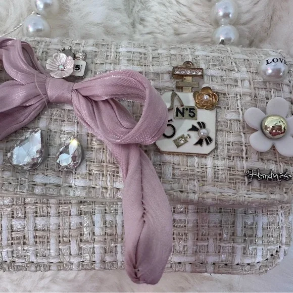 Ce Ce Co Pink mini purse with charms and pearl handle -Maisonette - Picture 5 of 9